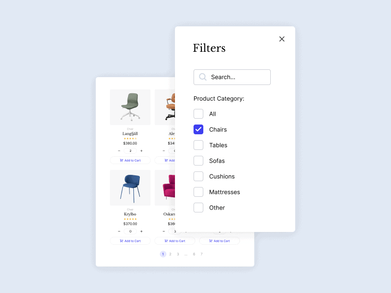 mobile dropdown filters